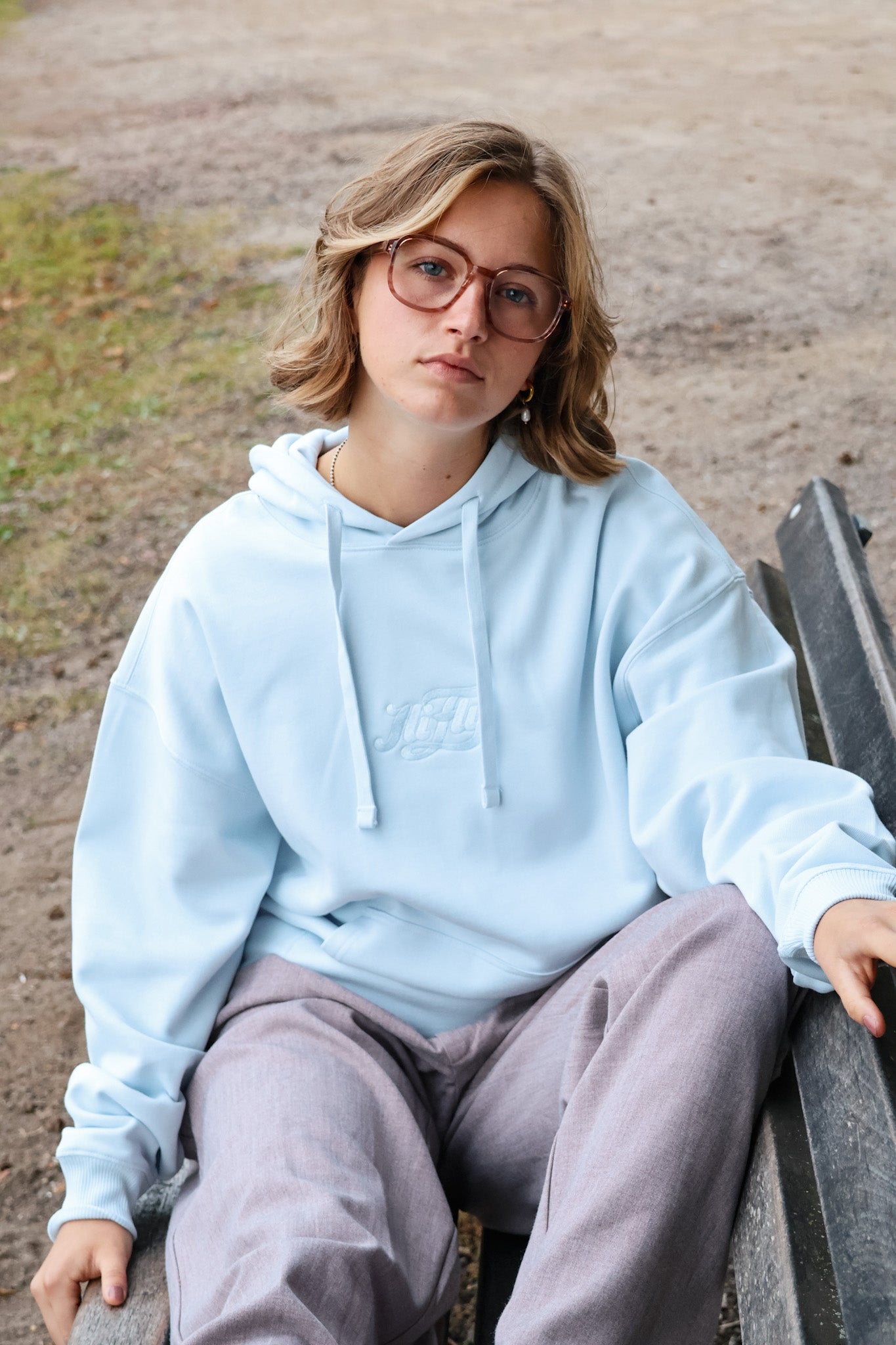 Hoodie Logo Stick in Eisblau