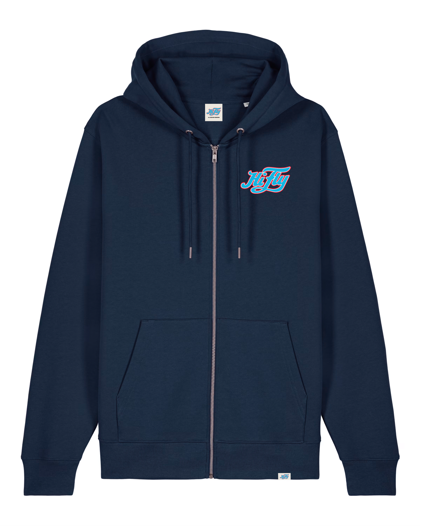 Zip hoodie design in dark blue "SUN, SAND, SURF"