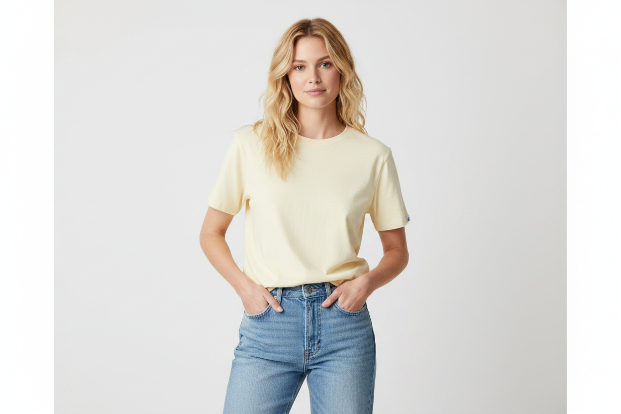 Junge Frau mit weißem HiFly T-Shirt 